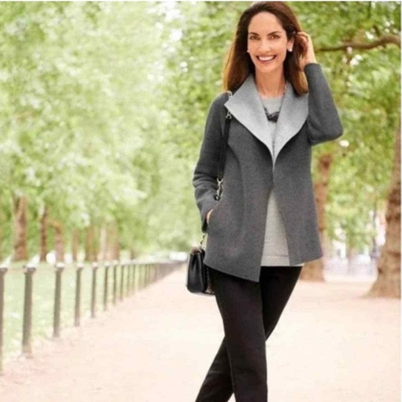 Talbots Double-Face Wing Collar Open Front Wool Jacket Size SP NWT - Picture 12 of 15